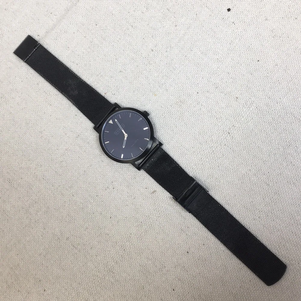 Shore Project Unisex Falmouth black SS mesh watch